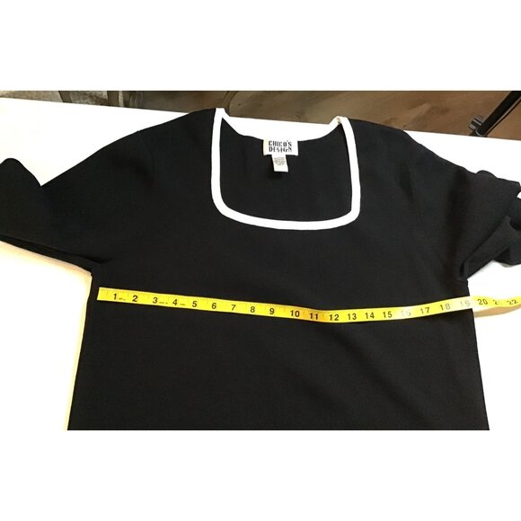 CHICO'S- WOMENS BLACK PULLOVER LONG SLEEVE SHIRT SIZE SMALL - Picture 5 of 6